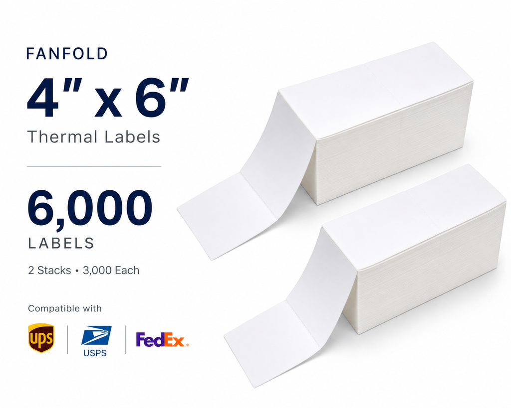 4" x 6" Direct Thermal Fanfold Labels (6000 ct)